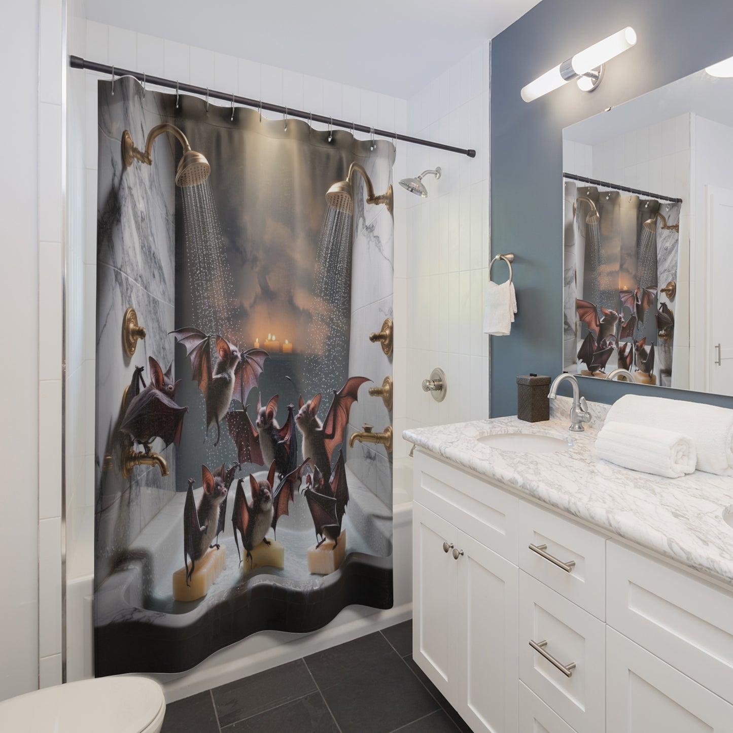 Shower Curtains - Batty Halloween Clean Design