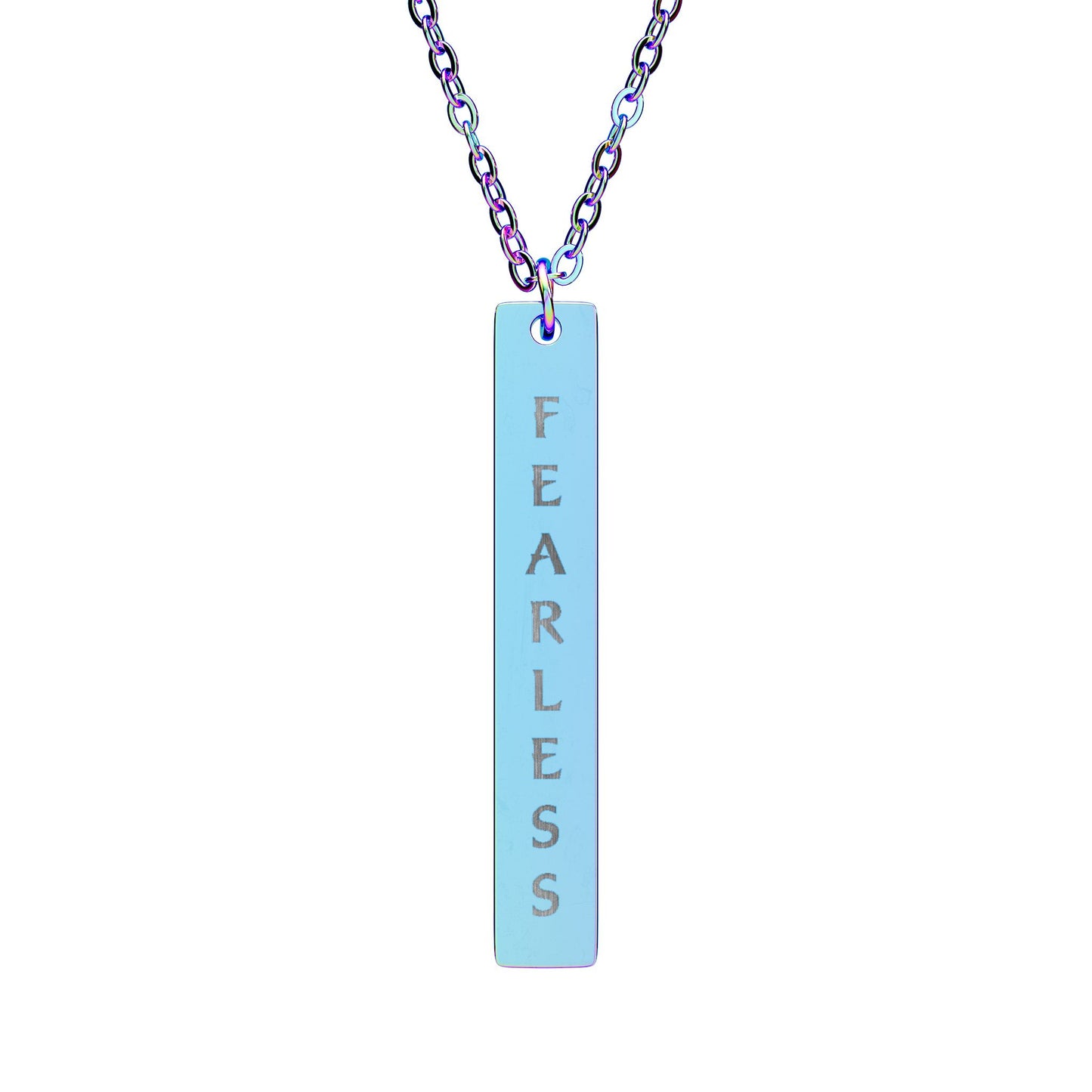 Fearless Vertical Bar Necklace - Personalized Engraved Jewelry for Inspiration