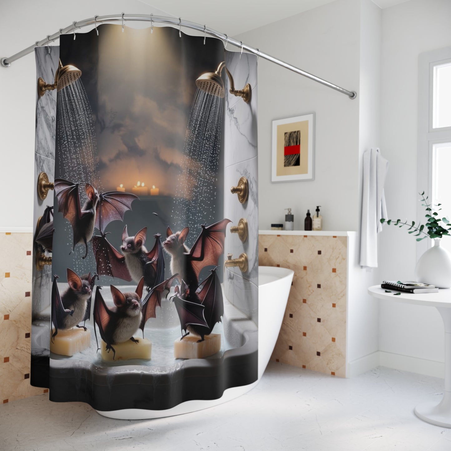 Shower Curtains - Batty Halloween Clean Design