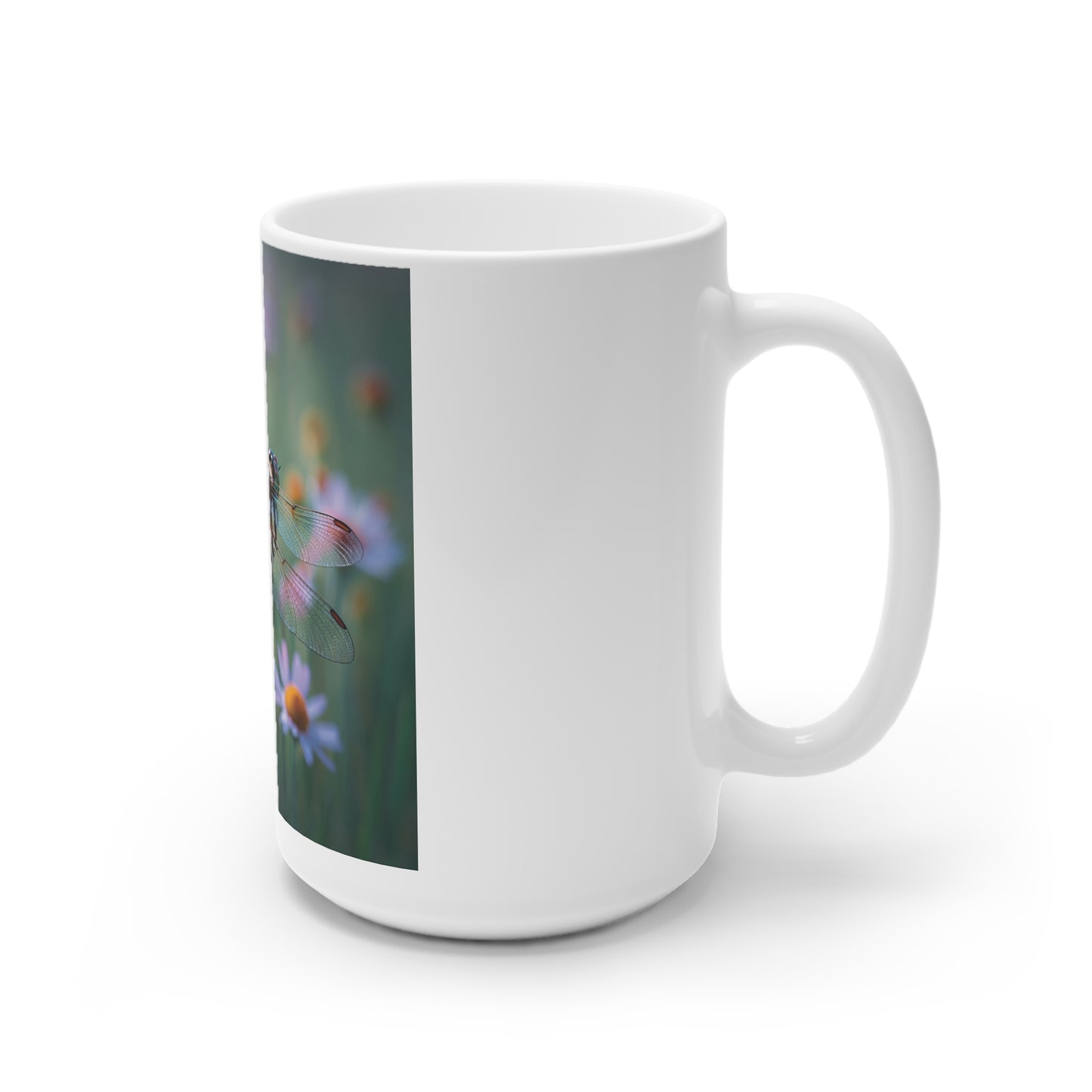 Dragonfly Paradise Ceramic Mug, Nature Lover Gift, Unique Coffee Cup, Gardening Decor, Floral Drinkware