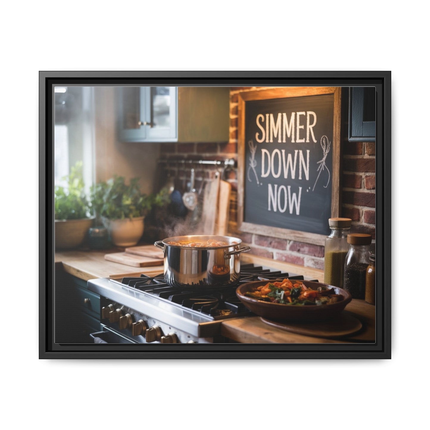 Framed Kitchen Wall Art - Simmer Down Now