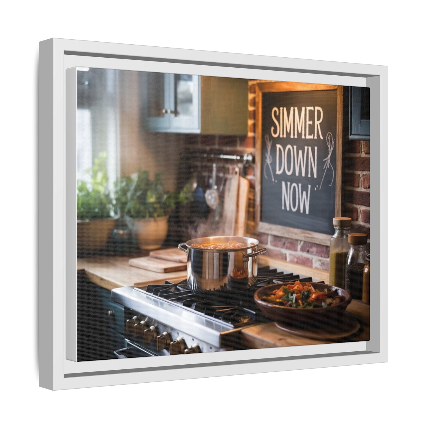 Framed Kitchen Wall Art - Simmer Down Now