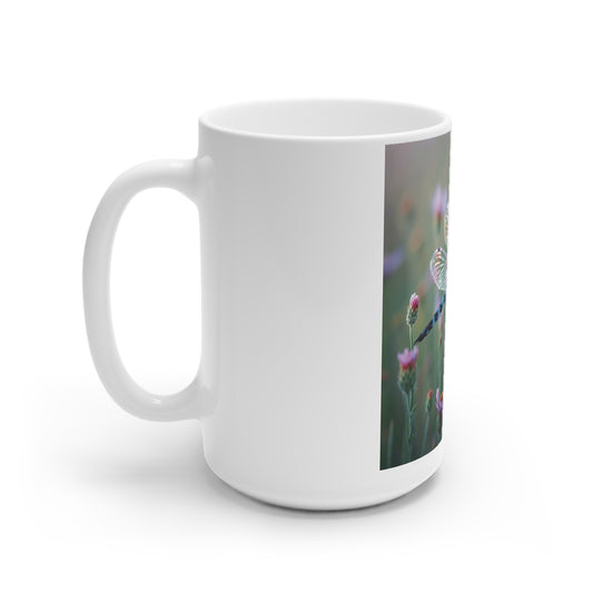 Dragonfly Paradise Ceramic Mug, Nature Lover Gift, Unique Coffee Cup, Gardening Decor, Floral Drinkware