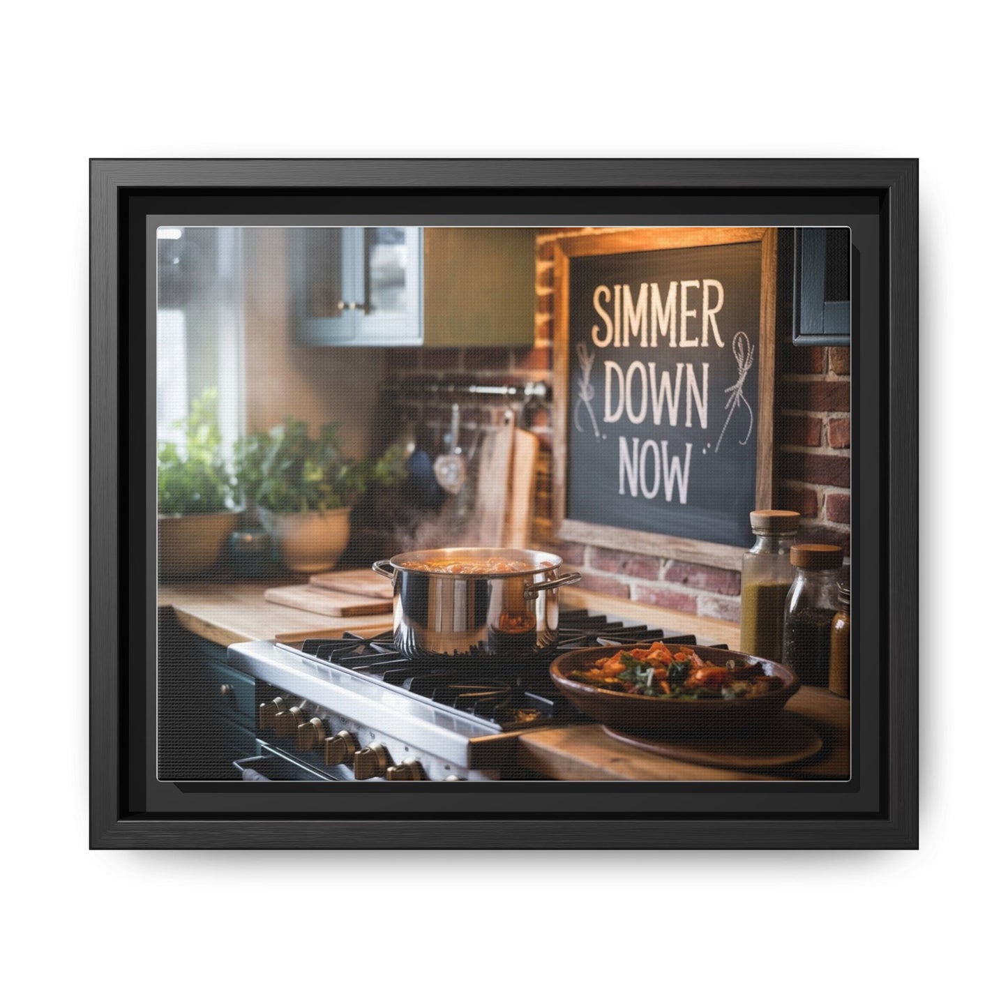 Framed Kitchen Wall Art - Simmer Down Now