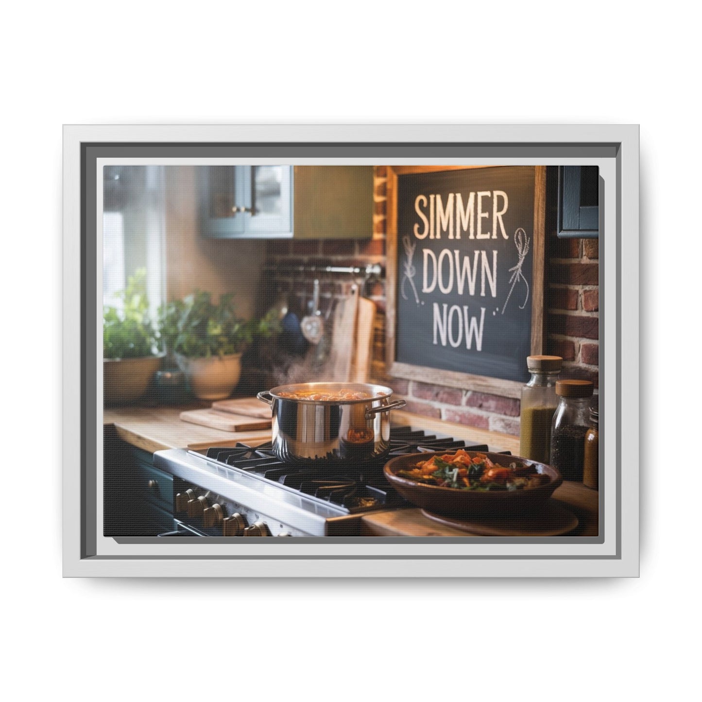 Framed Kitchen Wall Art - Simmer Down Now