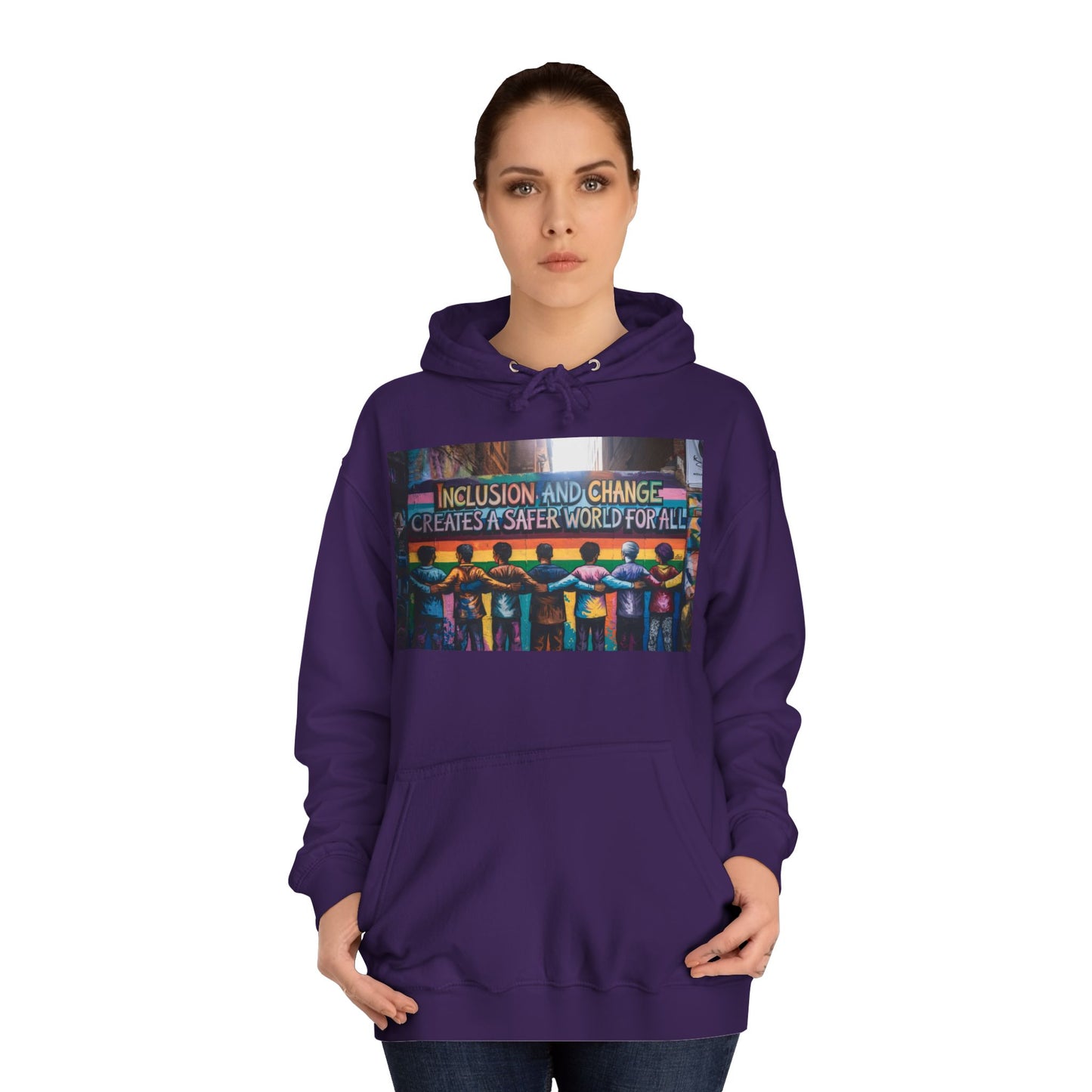 Inclusive Change College Hoodie | Unisex Hooded Sweatshirt, Campus Apparel, Student Gift, Social Justice Hoodie, College Spirit Wear