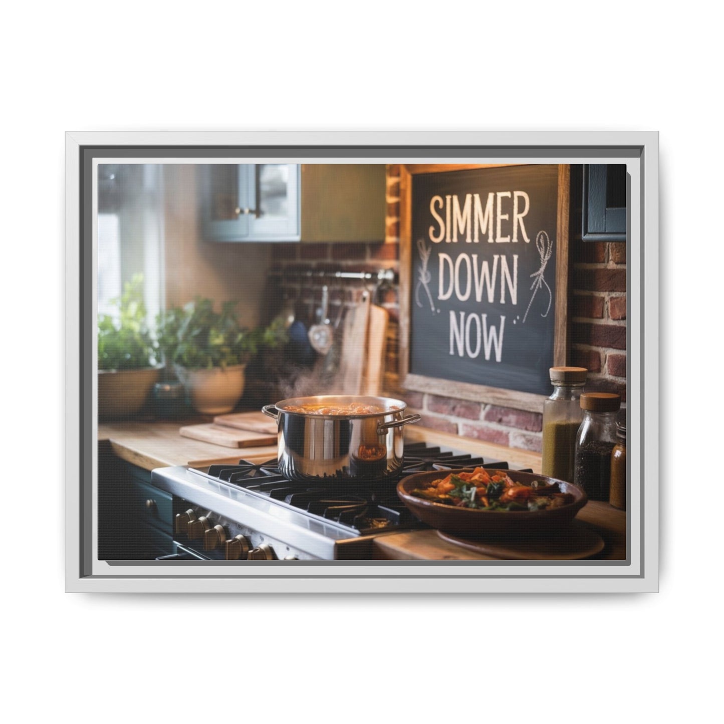 Framed Kitchen Wall Art - Simmer Down Now