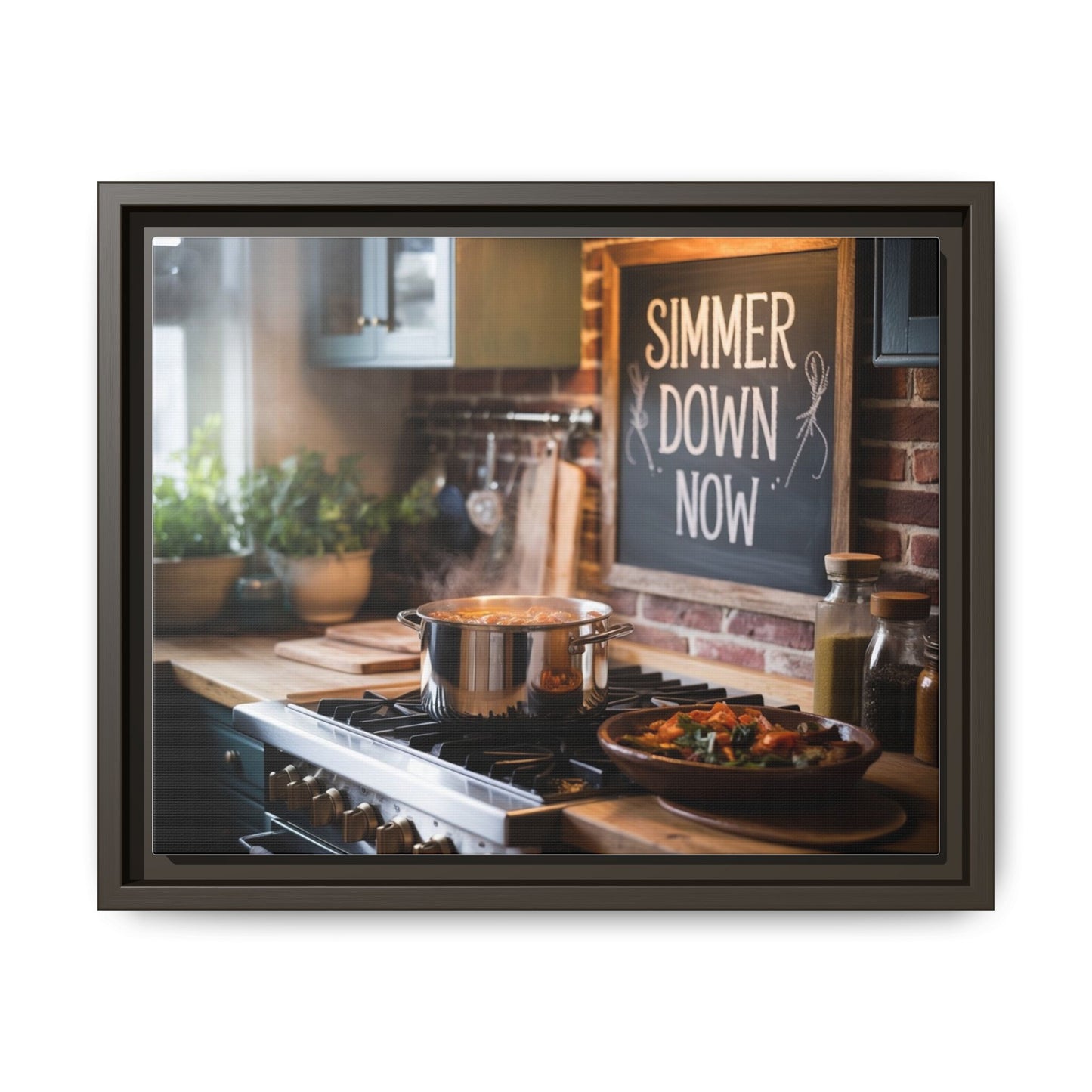 Framed Kitchen Wall Art - Simmer Down Now