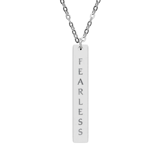 Fearless Vertical Bar Necklace - Personalized Engraved Jewelry for Inspiration