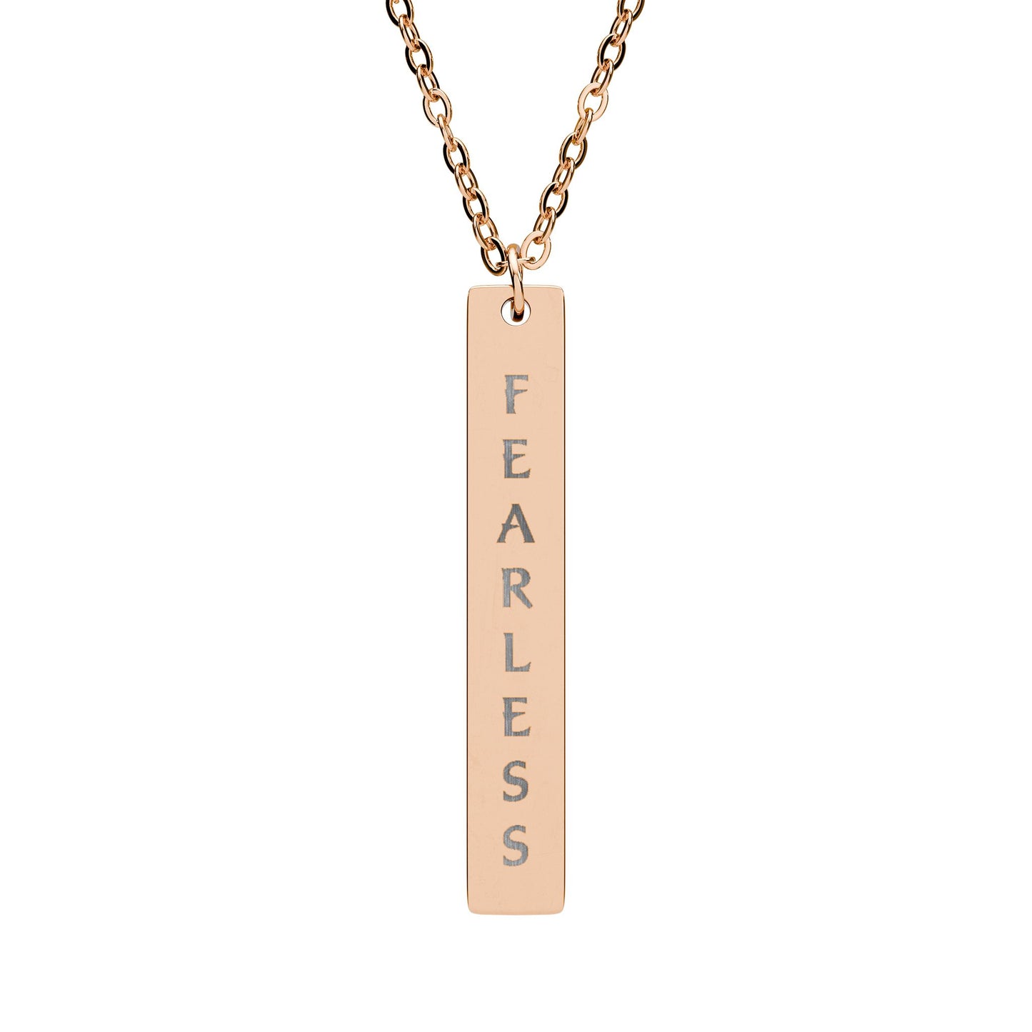 Fearless Vertical Bar Necklace - Personalized Engraved Jewelry for Inspiration