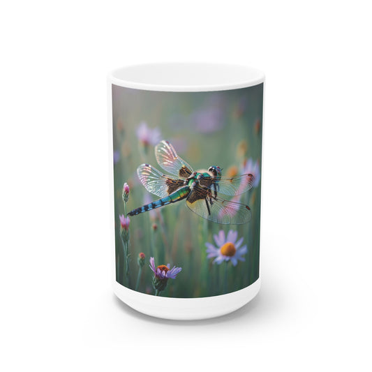 Dragonfly Paradise Ceramic Mug, Nature Lover Gift, Unique Coffee Cup, Gardening Decor, Floral Drinkware