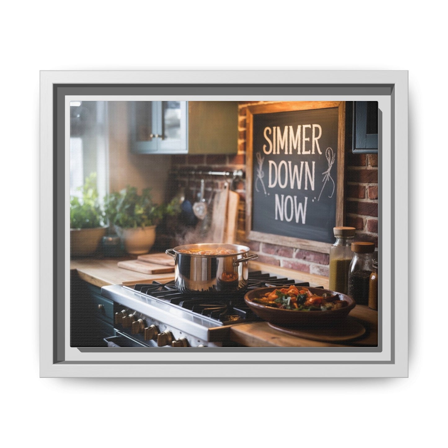 Framed Kitchen Wall Art - Simmer Down Now