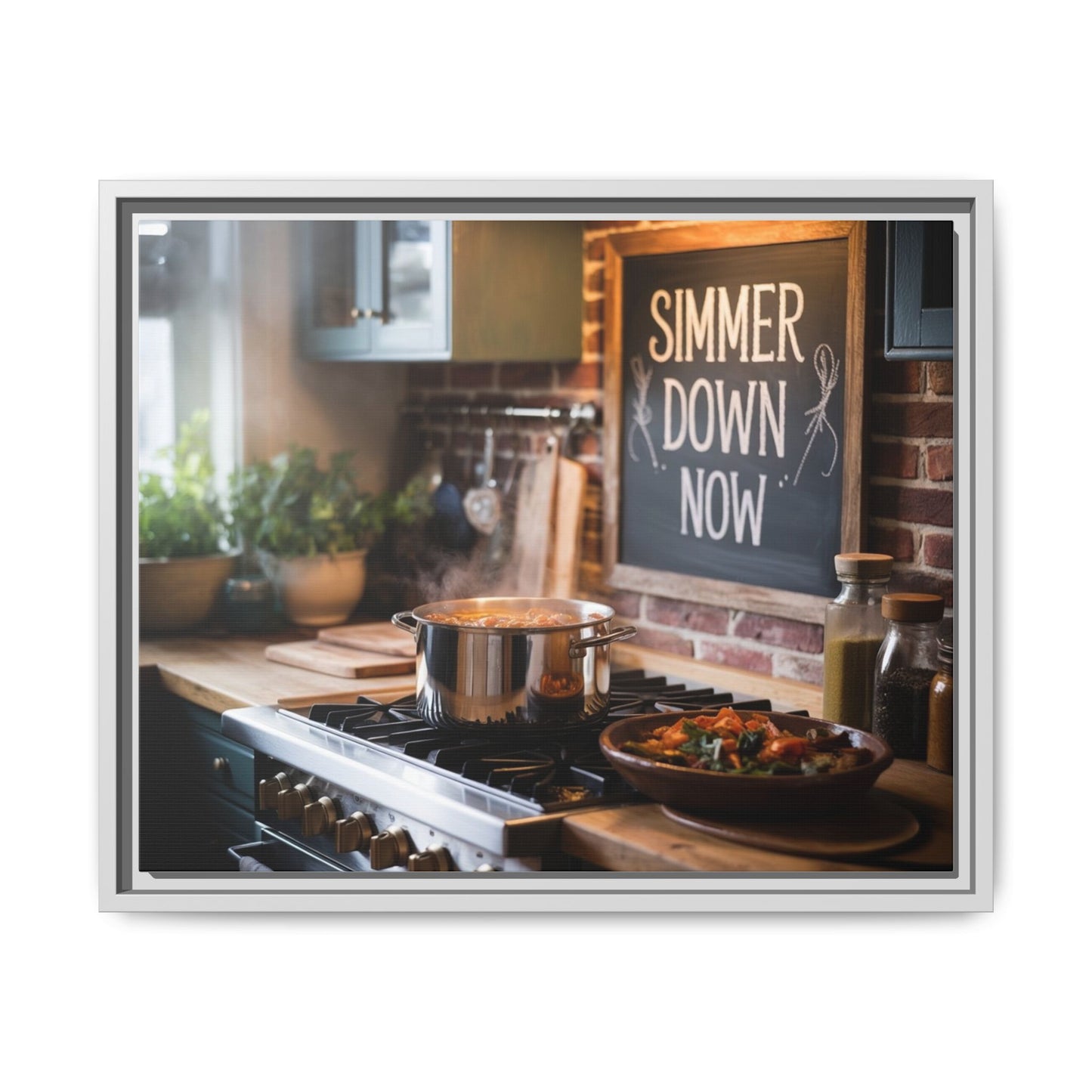 Framed Kitchen Wall Art - Simmer Down Now