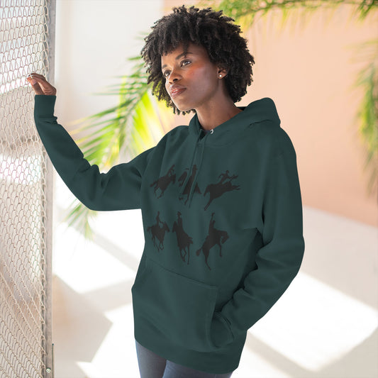 Equestrian Three-Panel Fleece Hoodie, Cozy Horse Lover's Gift, Fall/Winter Apparel, Unique Riding Sweatshirt, Stylish Casual Wear