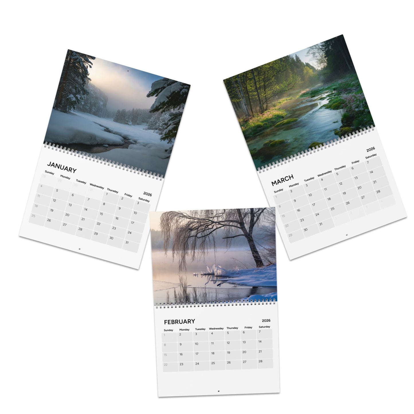 Nature-Inspired 2026 Wall Calendar - 12 Months of Scenic Beauty