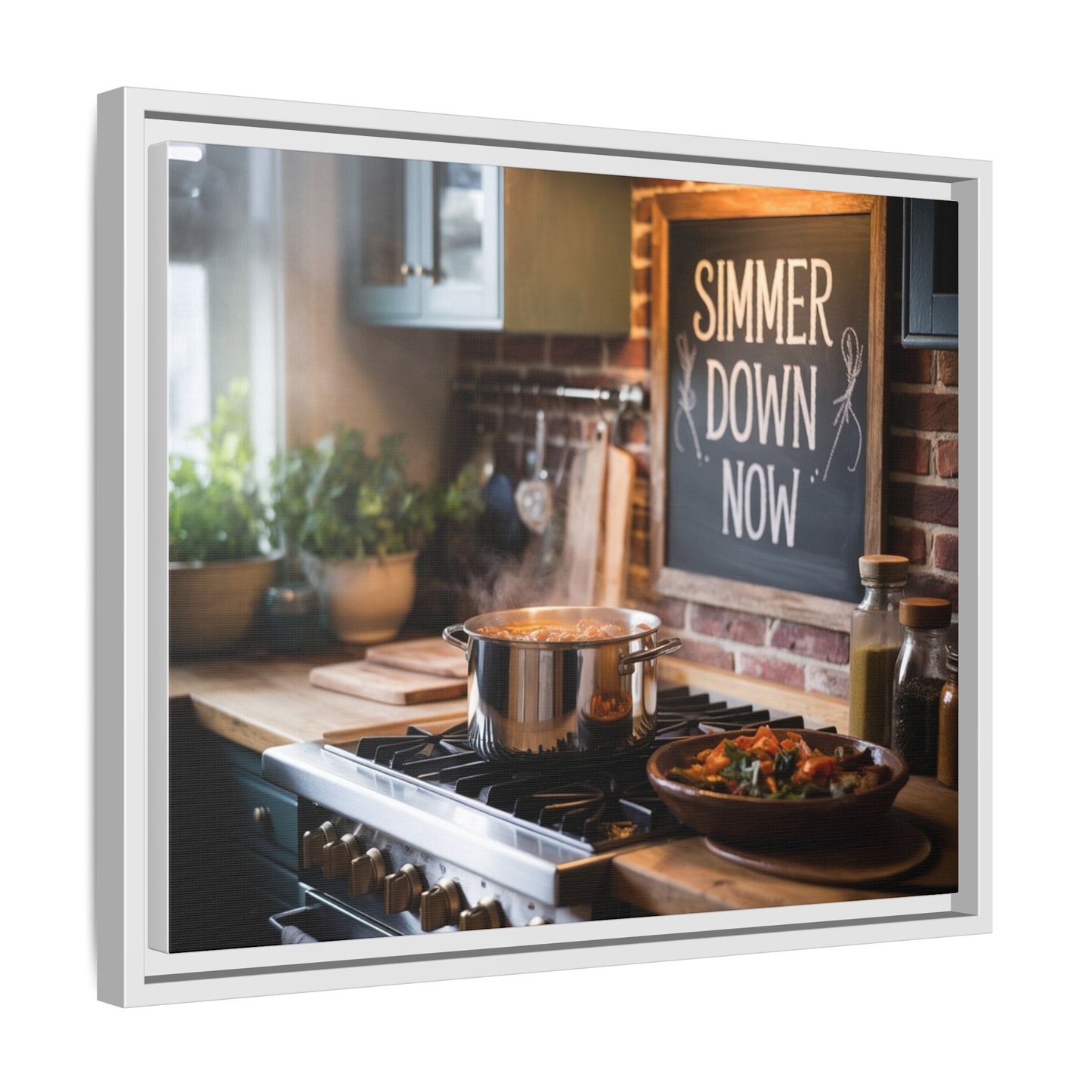 Framed Kitchen Wall Art - Simmer Down Now