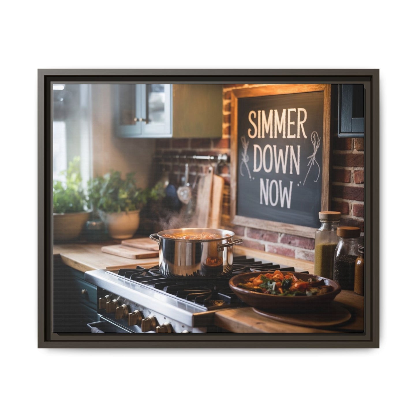 Framed Kitchen Wall Art - Simmer Down Now