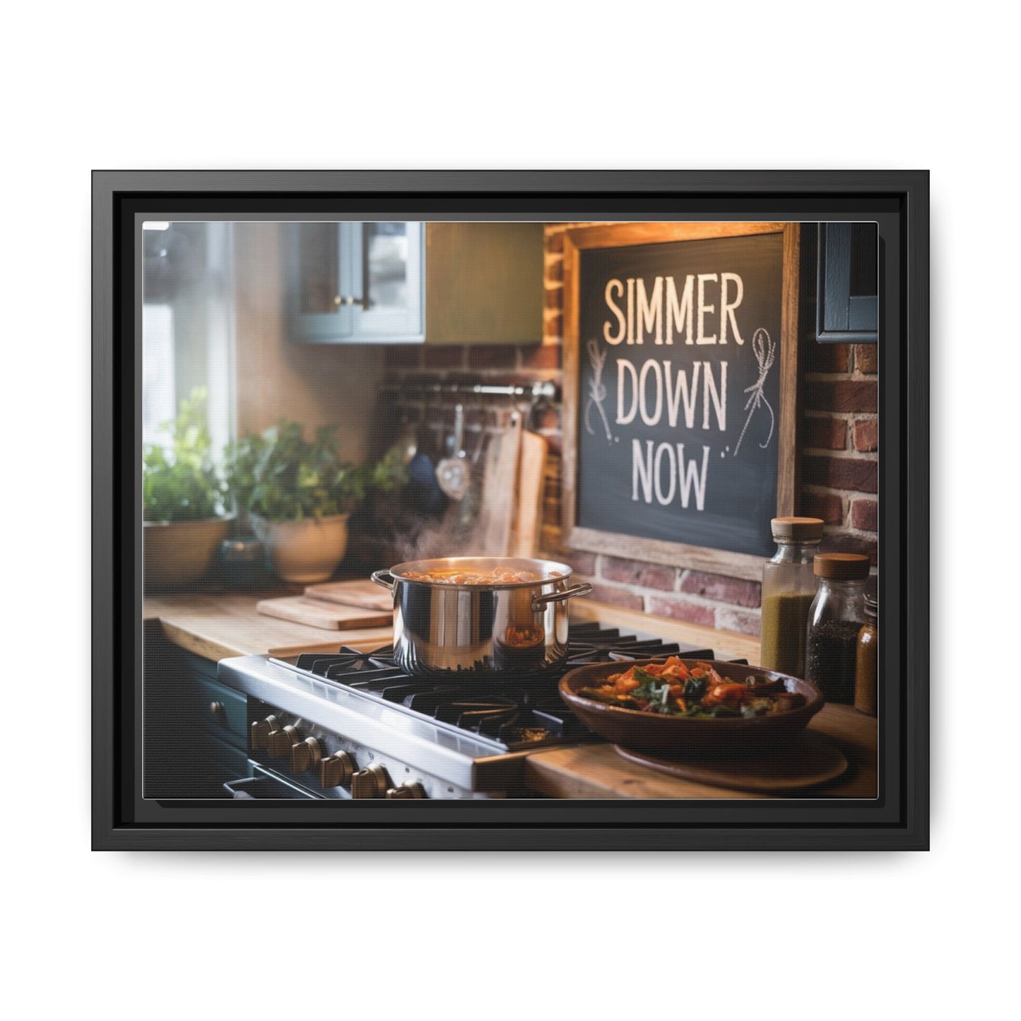 Framed Kitchen Wall Art - Simmer Down Now