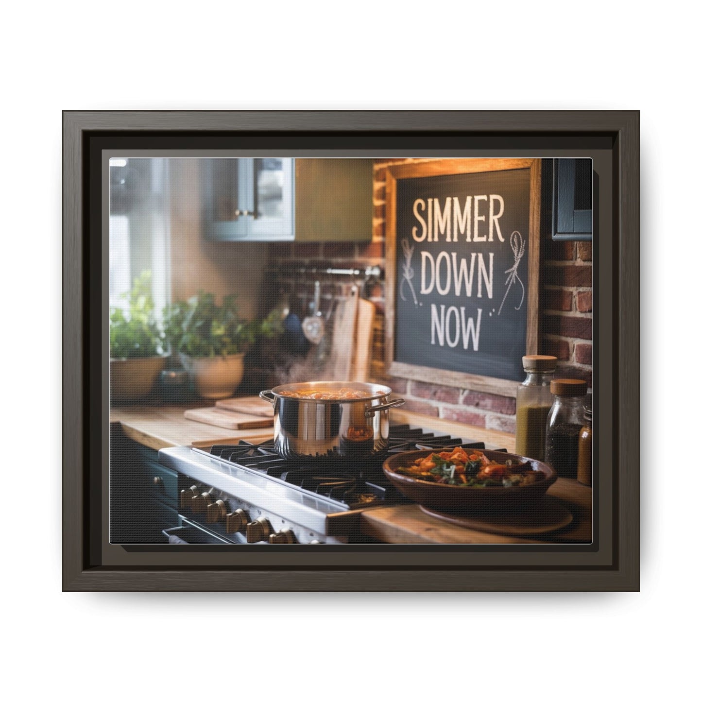 Framed Kitchen Wall Art - Simmer Down Now