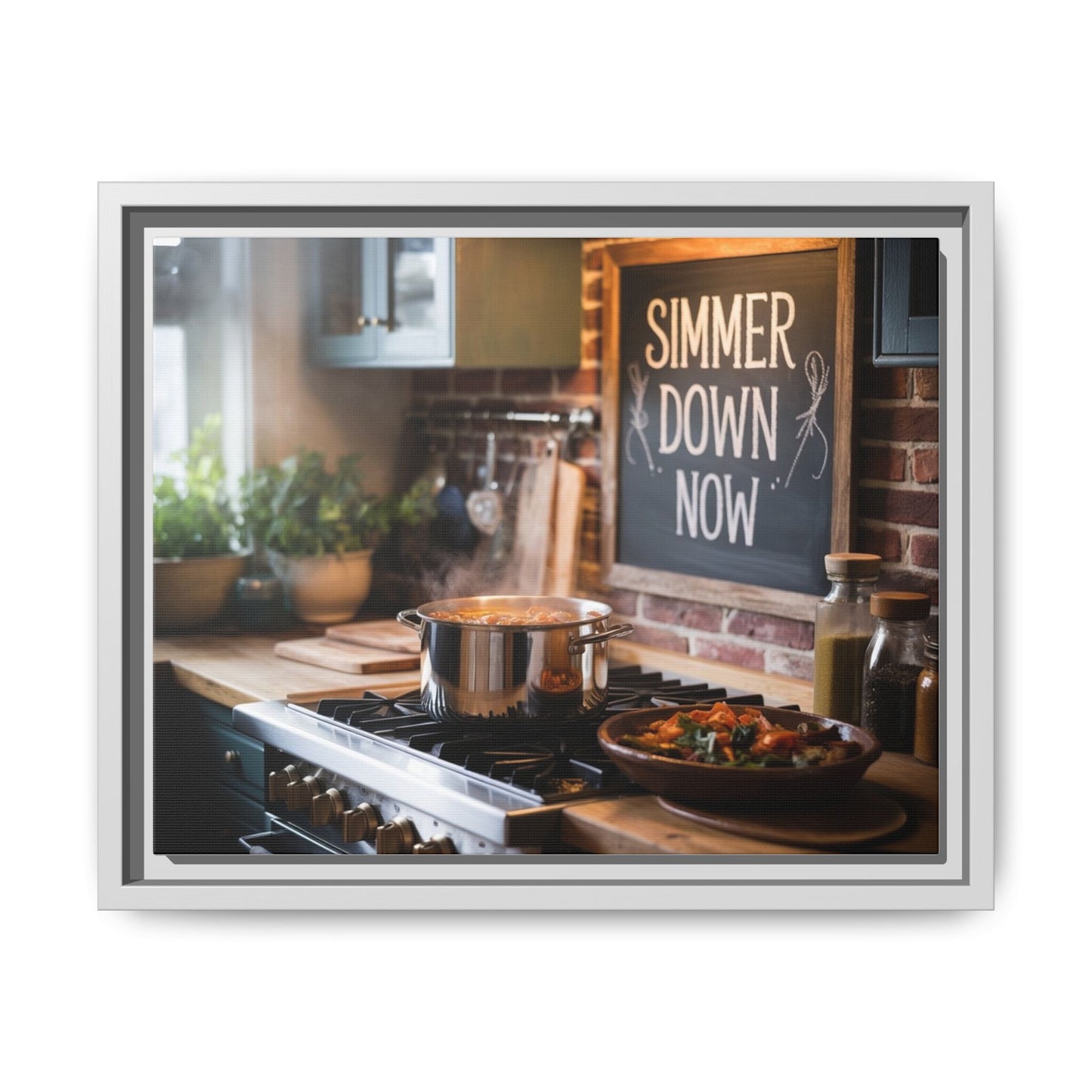 Framed Kitchen Wall Art - Simmer Down Now