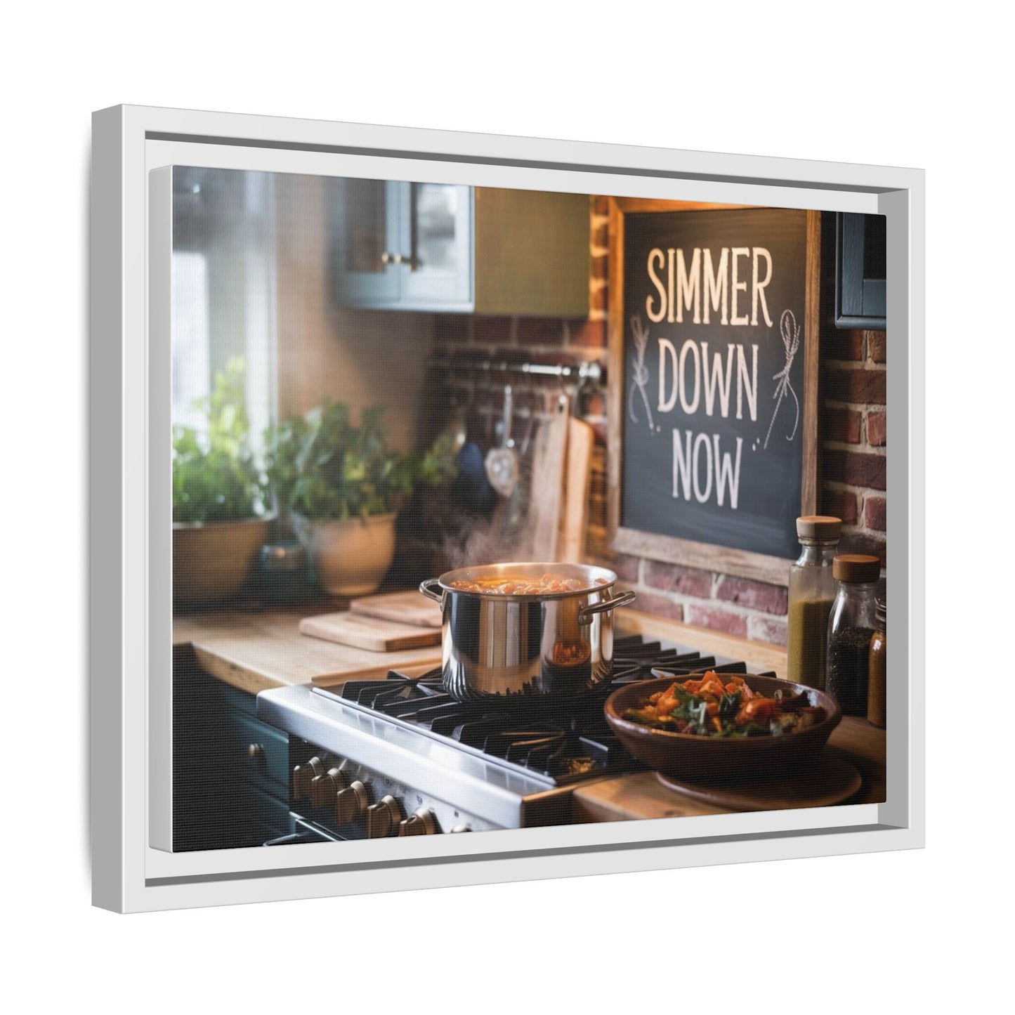 Framed Kitchen Wall Art - Simmer Down Now