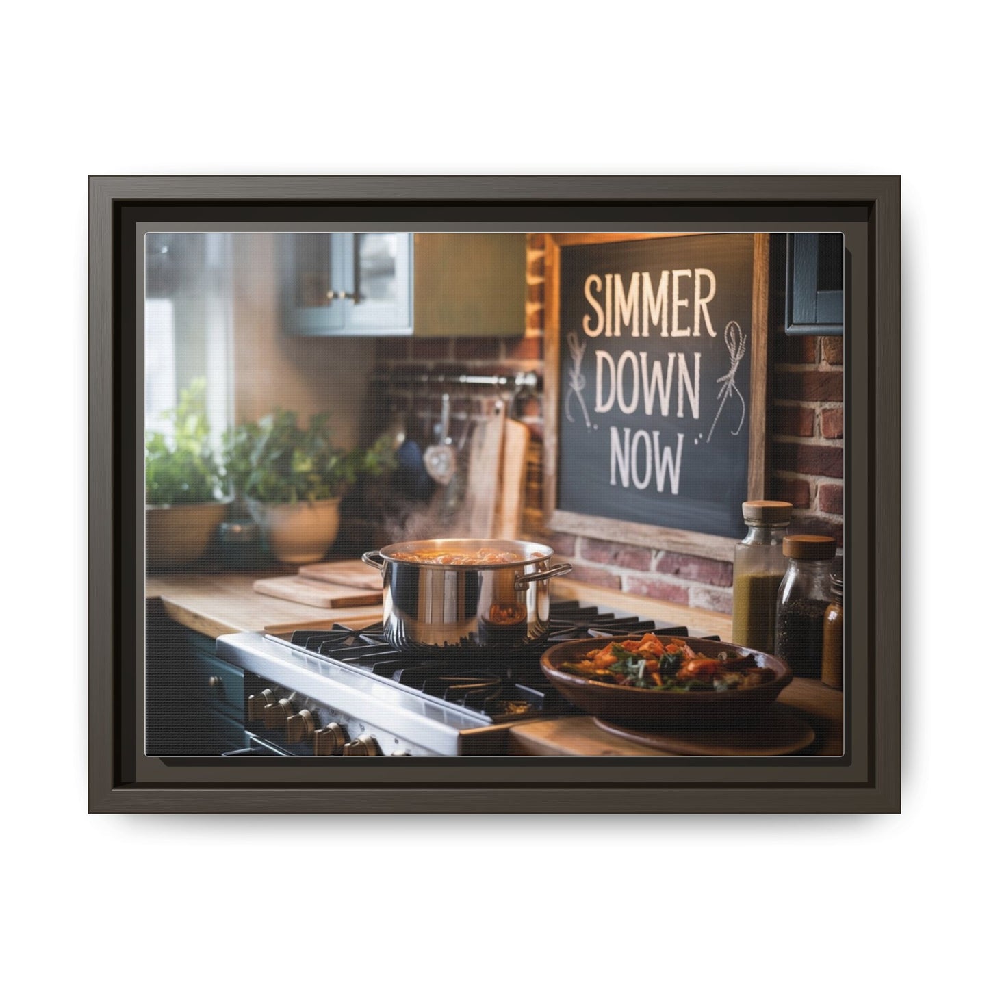 Framed Kitchen Wall Art - Simmer Down Now
