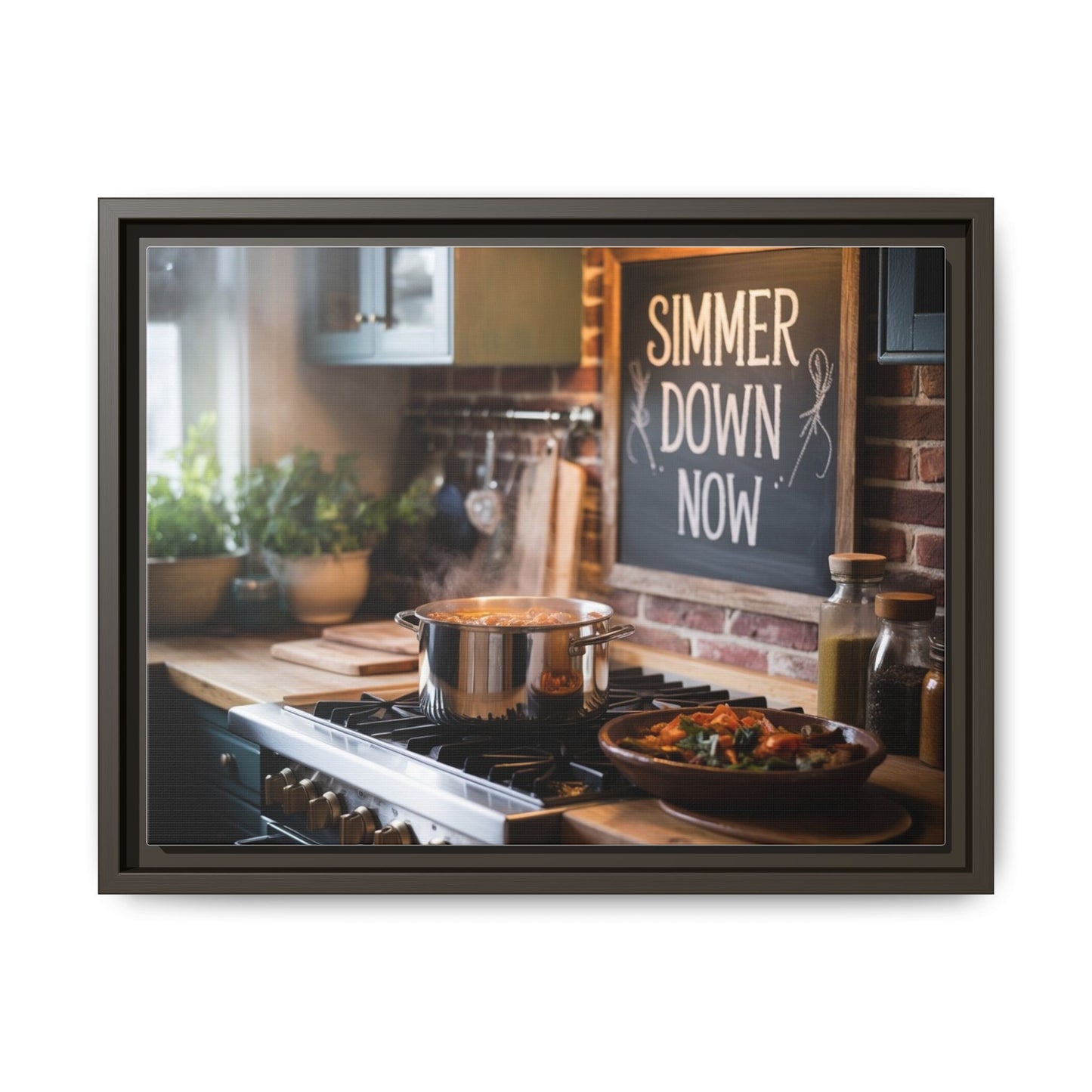 Framed Kitchen Wall Art - Simmer Down Now