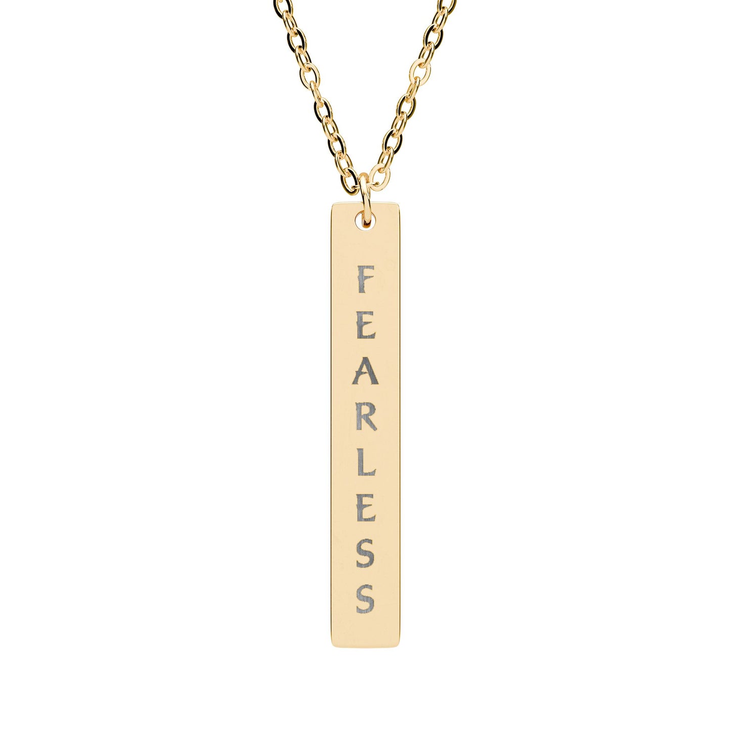 Fearless Vertical Bar Necklace - Personalized Engraved Jewelry for Inspiration